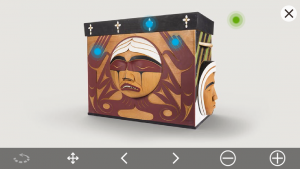 The Bentwood Box via the CMHR Mobile App can be navigated, rotated, and explored in detail.