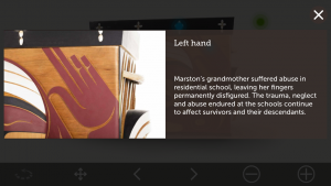 The Bentwood Box via the CMHR Mobile App ensures that text-to-speech can describe the carvings.