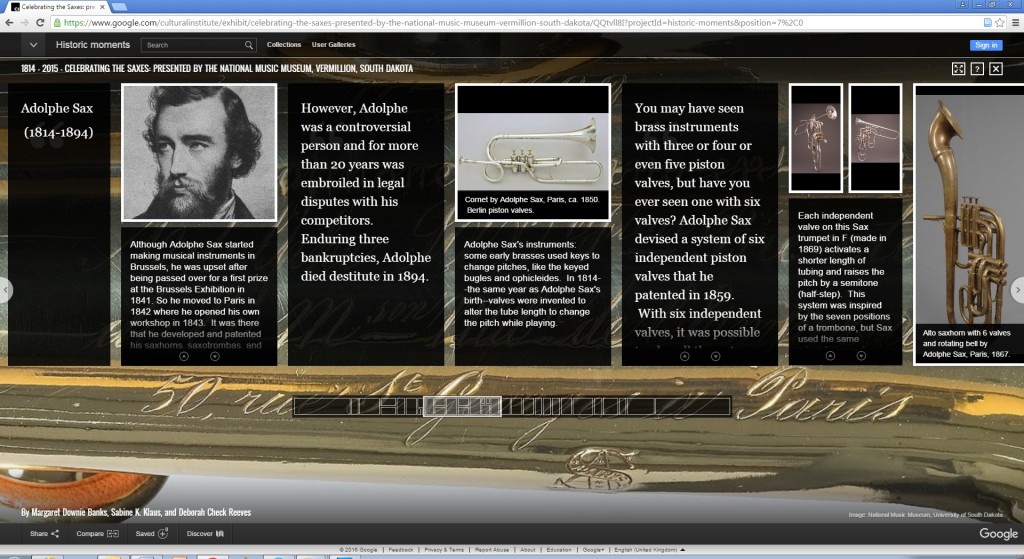 Figure 5. Sideways scrolling: Celebrating the Saxes, Google Cultural Institute