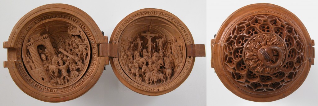 Figure 1. The interior (left) and the exterior (right) of a 16th century prayer-nut (Image courtesy of the Metropolitan Museum of Art)