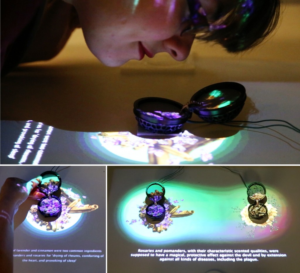 Figure 4. “Scents of Power” interaction (top) and animations (bottom)