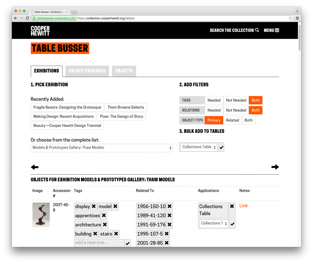 Figure 2: Tagatron V2, objects list page