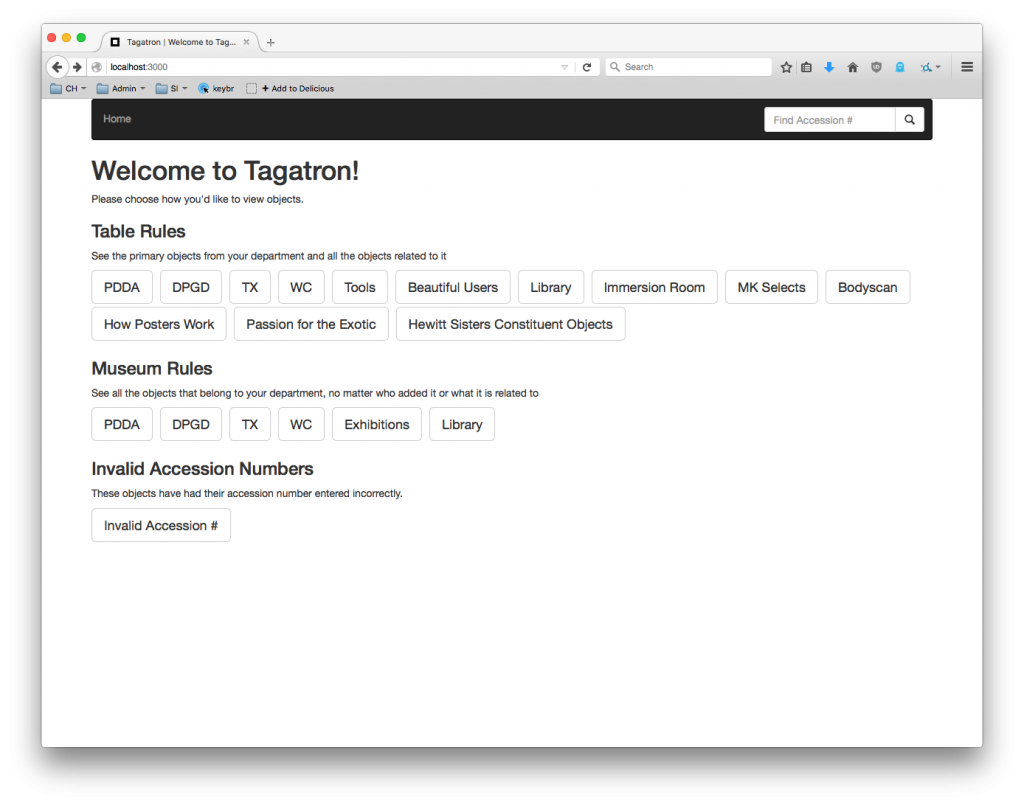 Figure 6: The Tagatron homepage after further iterations, showing expanded filters and search functionality
