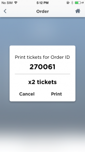 Ticketing app ticket record print