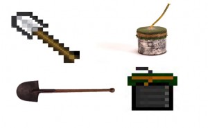 Figure: Minecraft renditions of real collection objects that were used in the game and the exhibition