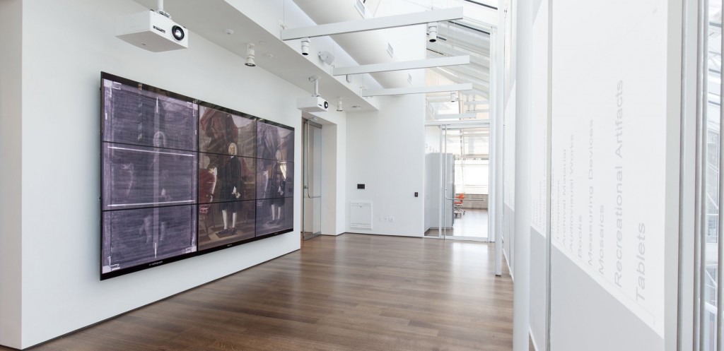 Figure 2 – The video wall and projections on the window shades
