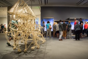 Visitors invited to push Jansen's Ordis and explore Hackbeests--other makers inspired by Theo's genetic code.