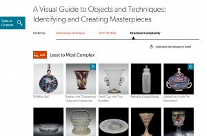 Users can sort objects in the Visual Guide by decorative technique, form, or structural complexity.