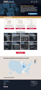 Here's the homepage for History Unfolded, user-tested and updating from the back-end database.