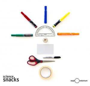 Photograph showing the simple materials needed for an activity that allows you to make a giant human protractor and measure the outer limits of your vision.