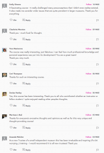 Some of the comments left at the end of the course. 
